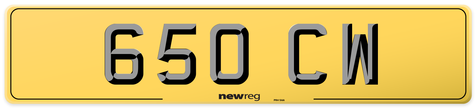 650 CW Rear Number Plate