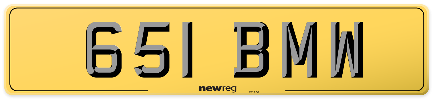 651 BMW Rear Number Plate