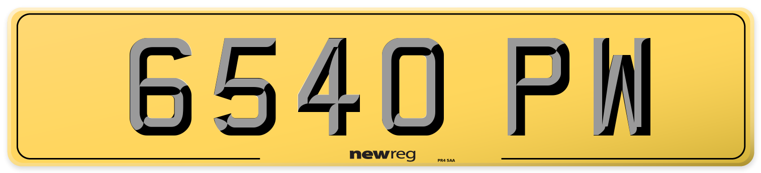 6540 PW Rear Number Plate