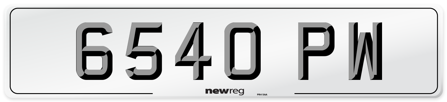 6540 PW Front Number Plate