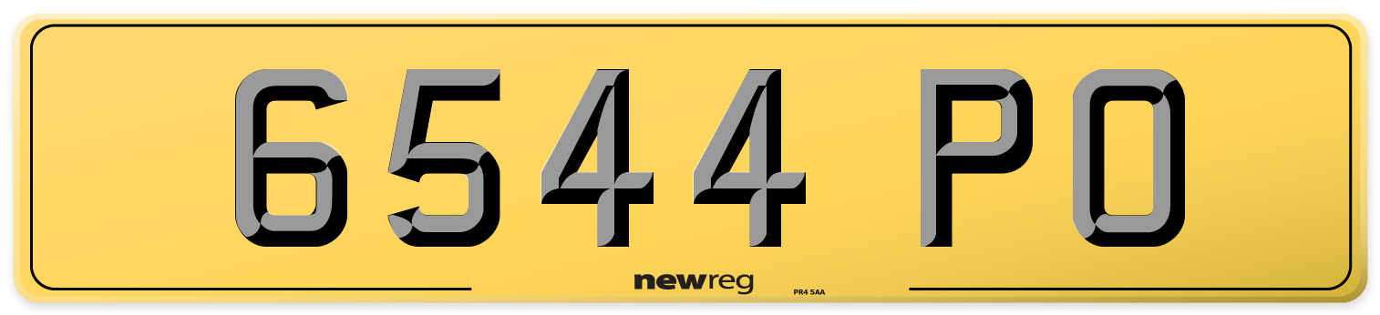 6544 PO Rear Number Plate