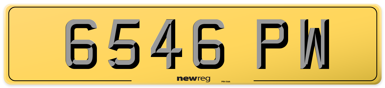6546 PW Rear Number Plate