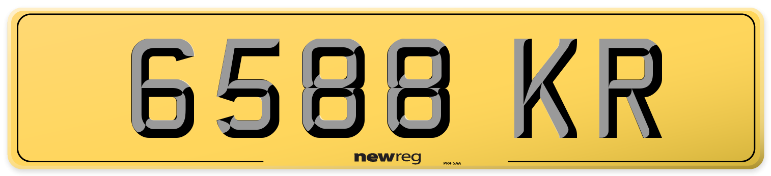 6588 KR Rear Number Plate