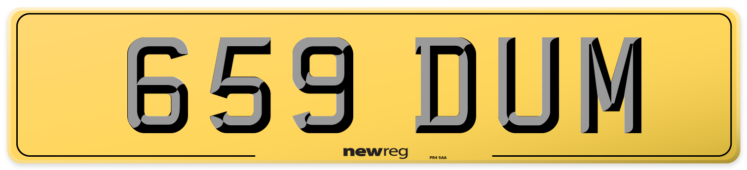 659 DUM Rear Number Plate
