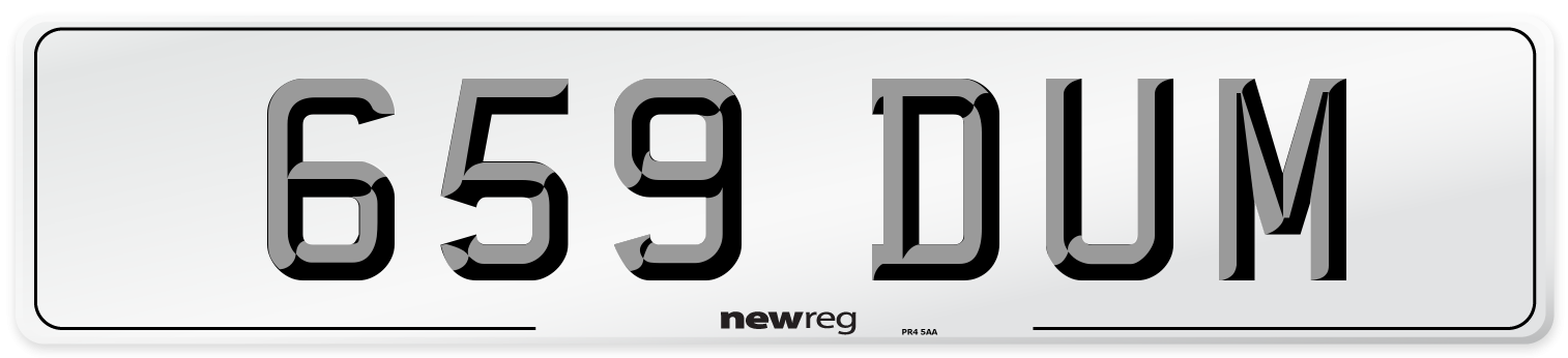 659 DUM Front Number Plate