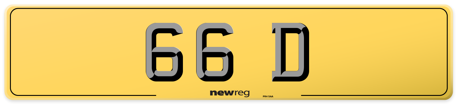 66 D Rear Number Plate