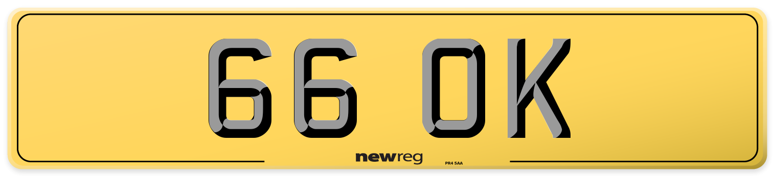 66 OK Rear Number Plate