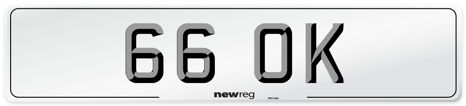 66 OK Front Number Plate