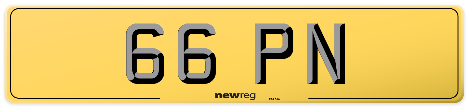66 PN Rear Number Plate