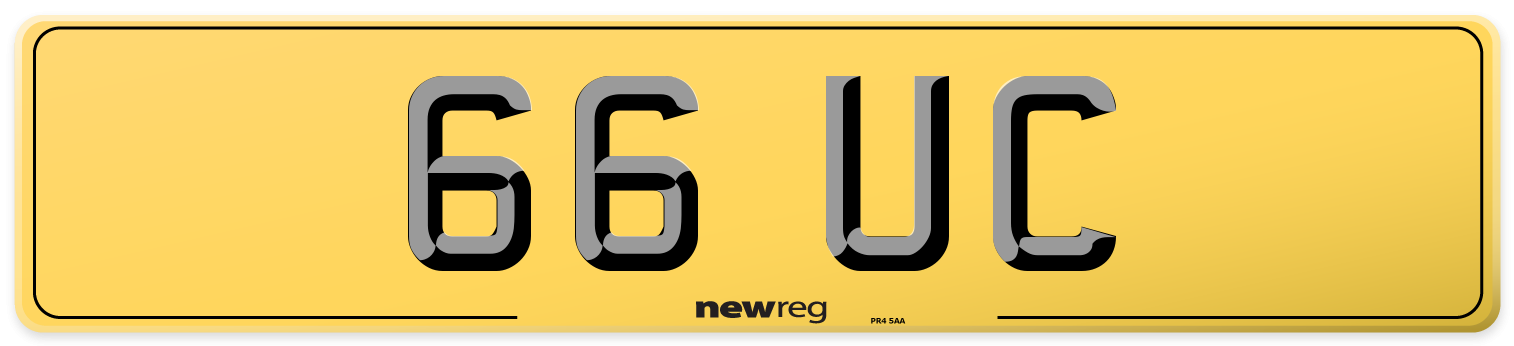 66 UC Rear Number Plate