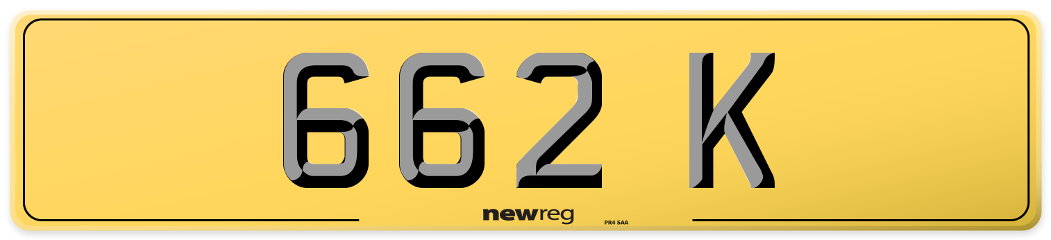 662 K Rear Number Plate