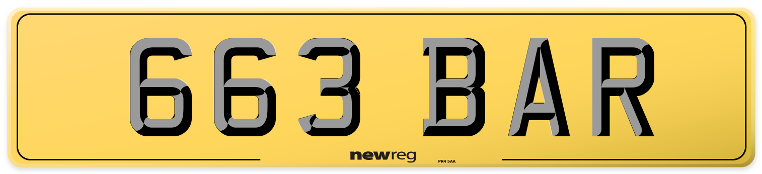 663 BAR Rear Number Plate