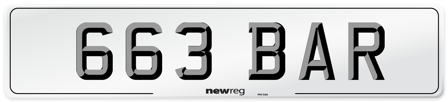 663 BAR Front Number Plate