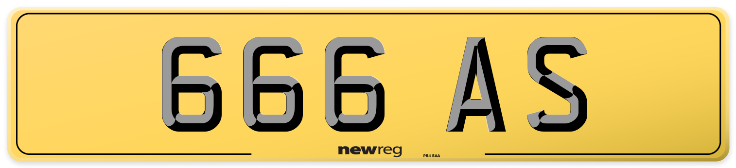 666 AS Rear Number Plate