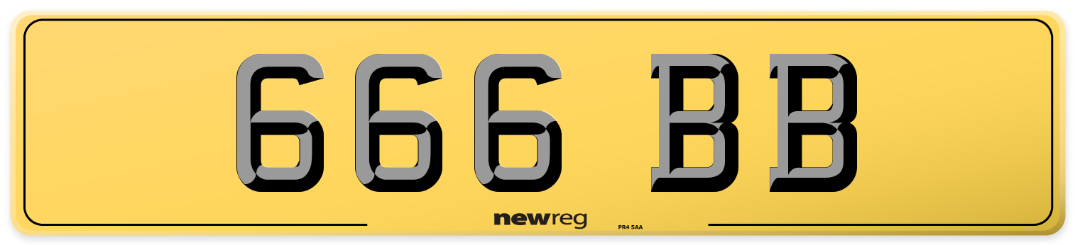 666 BB Rear Number Plate