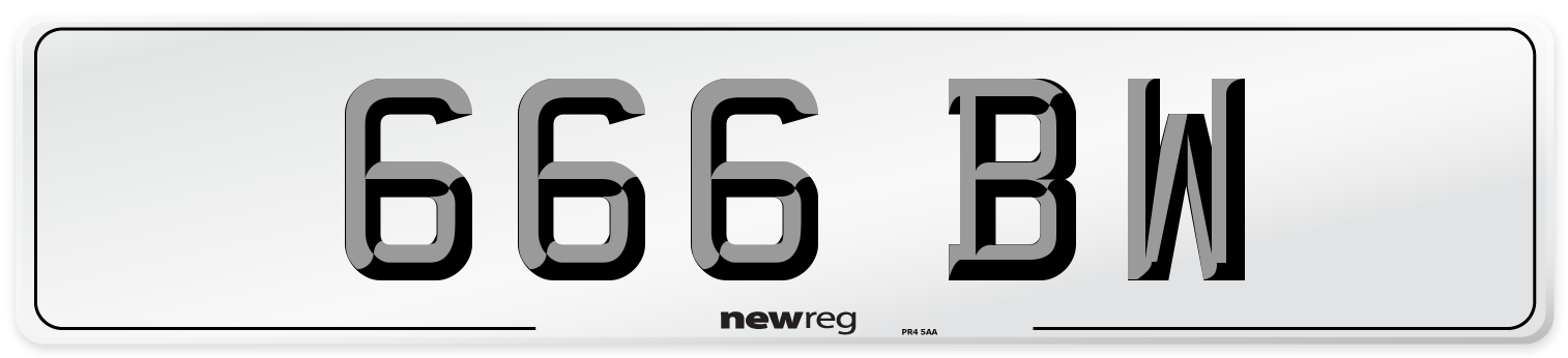 666 BW Front Number Plate