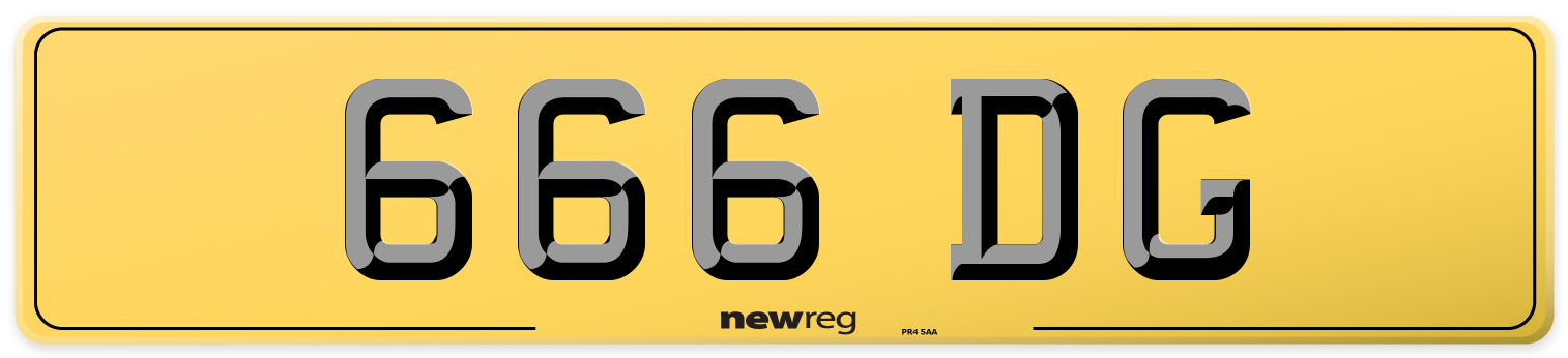 666 DG Rear Number Plate