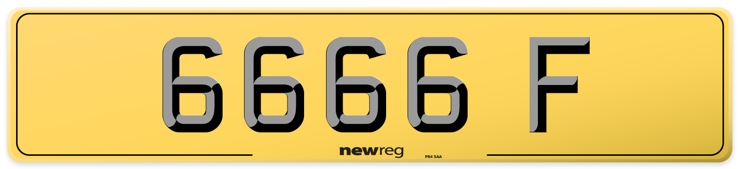 6666 F Rear Number Plate