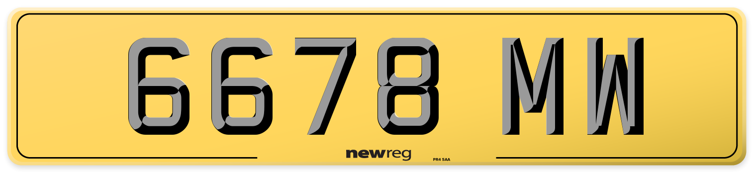 6678 MW Rear Number Plate
