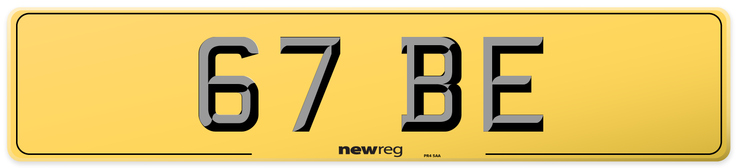 67 BE Rear Number Plate