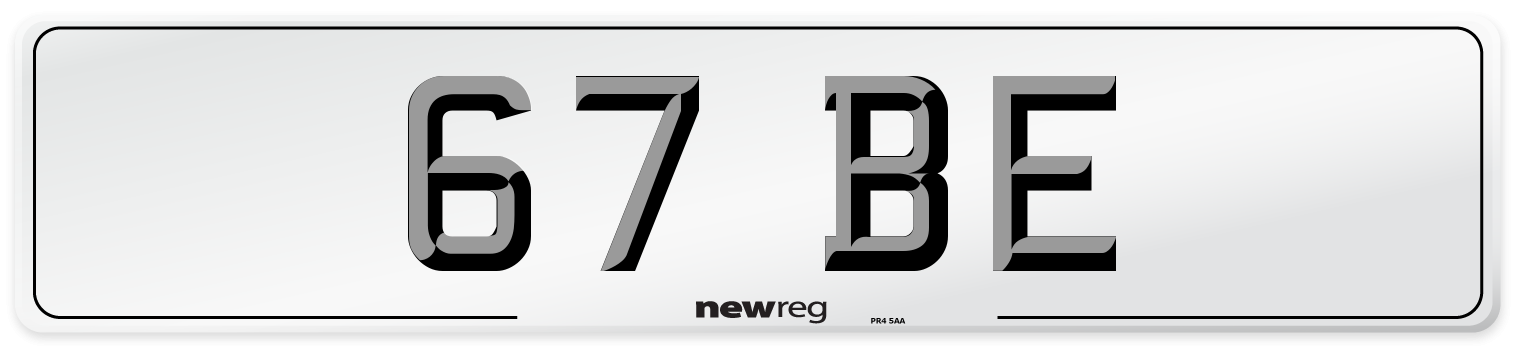 67 BE Front Number Plate