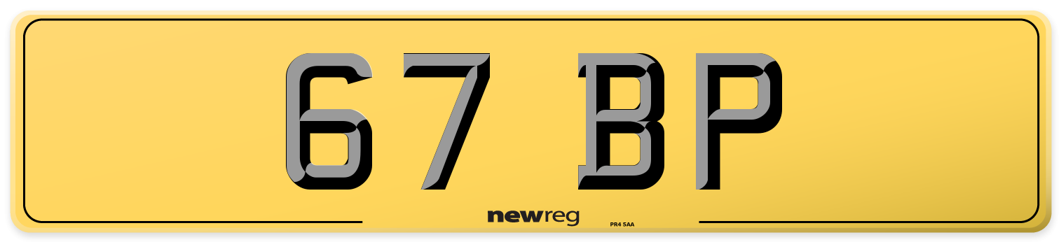 67 BP Rear Number Plate