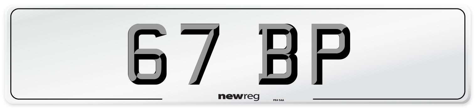 67 BP Front Number Plate