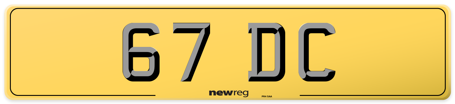 67 DC Rear Number Plate