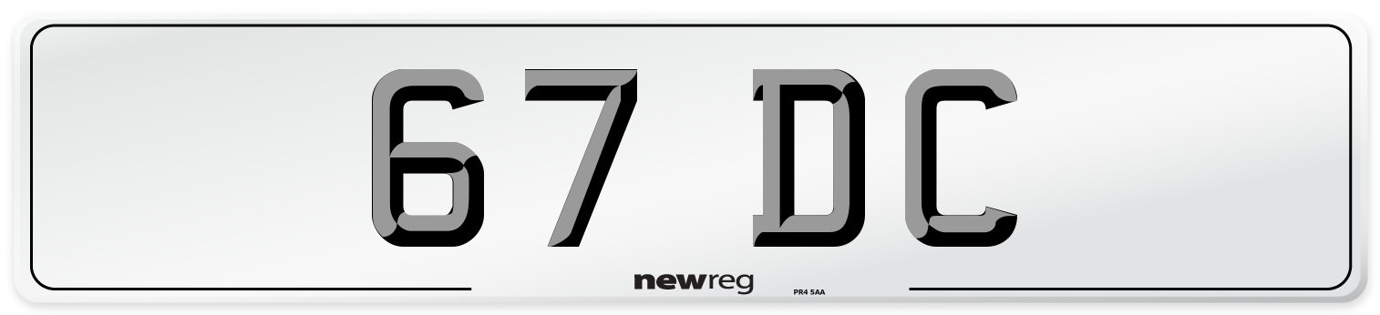 67 DC Front Number Plate