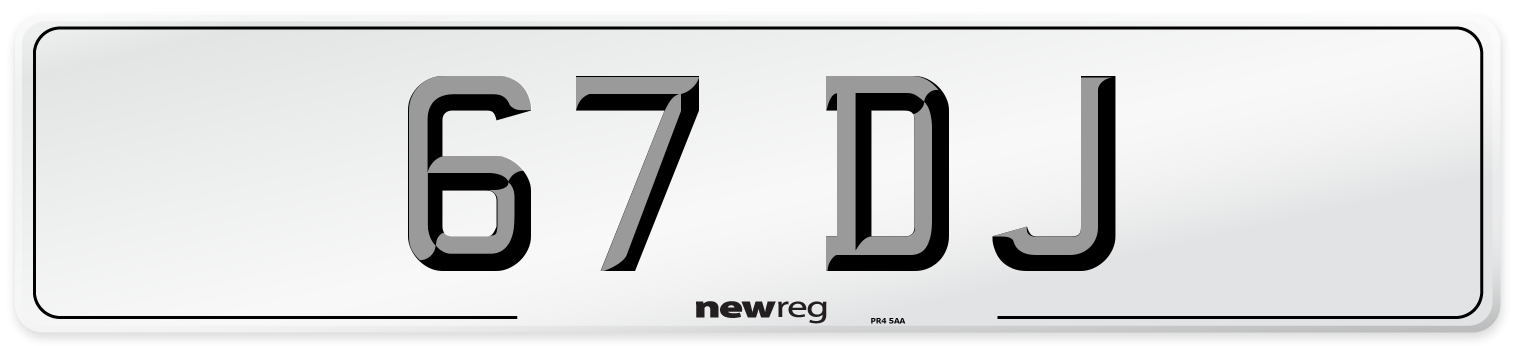 67 DJ Front Number Plate