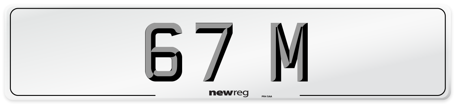 67 M Front Number Plate