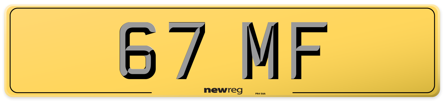 67 MF Rear Number Plate