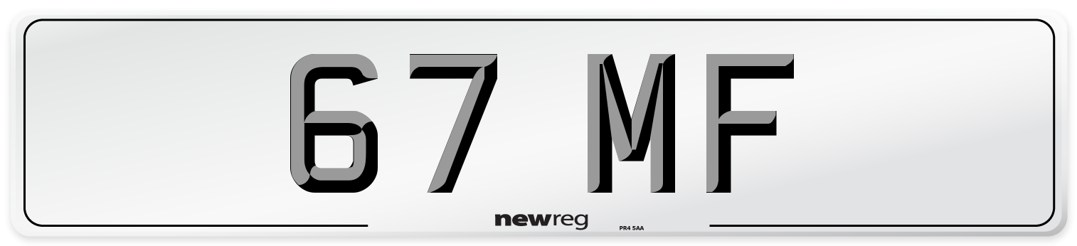 67 MF Front Number Plate
