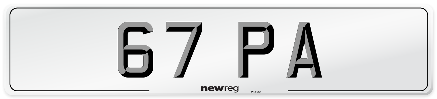 67 PA Front Number Plate