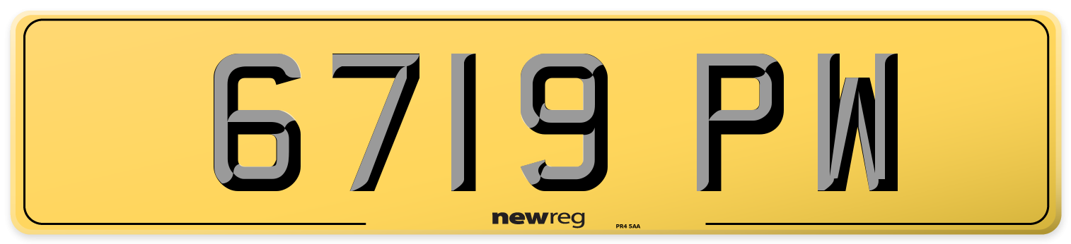 6719 PW Rear Number Plate