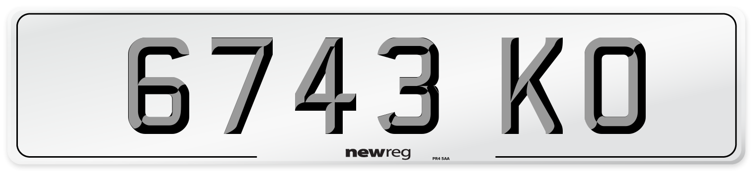 6743 KO Front Number Plate