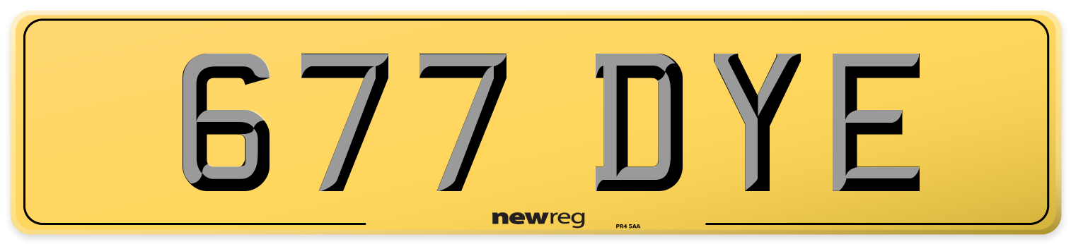 677 DYE Rear Number Plate