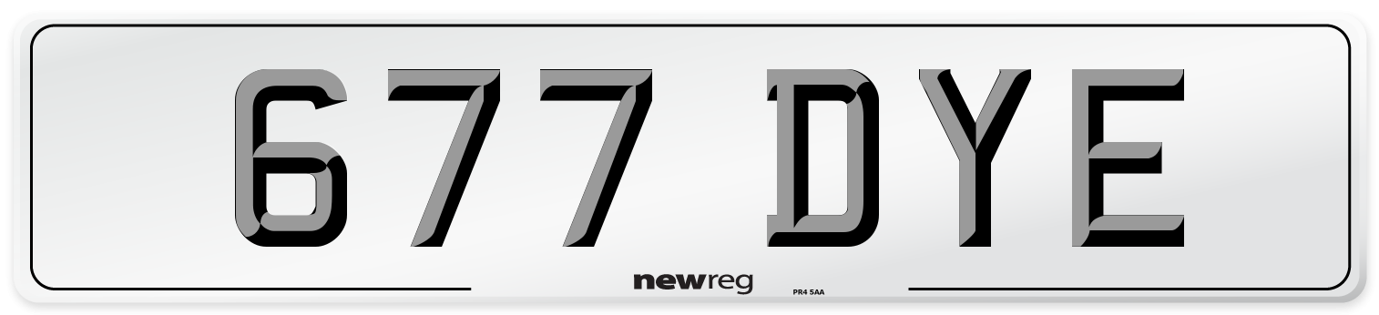 677 DYE Front Number Plate