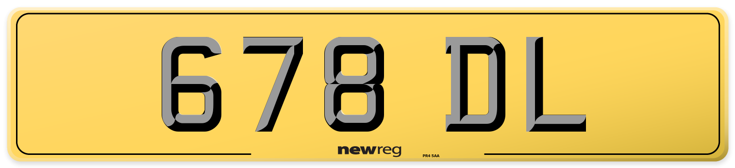 678 DL Rear Number Plate