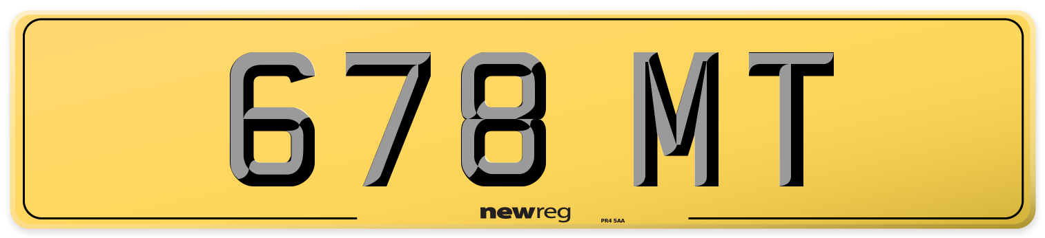 678 MT Rear Number Plate