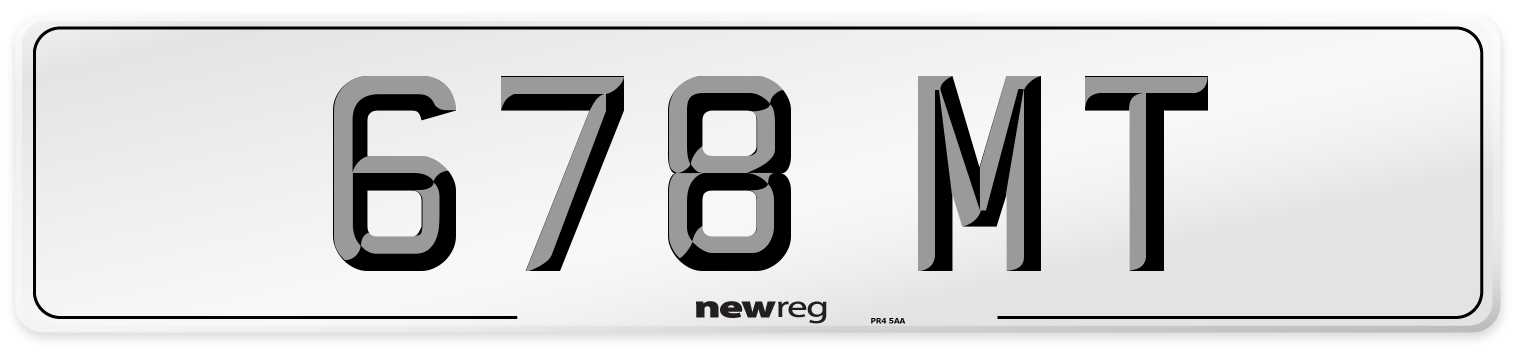 678 MT Front Number Plate