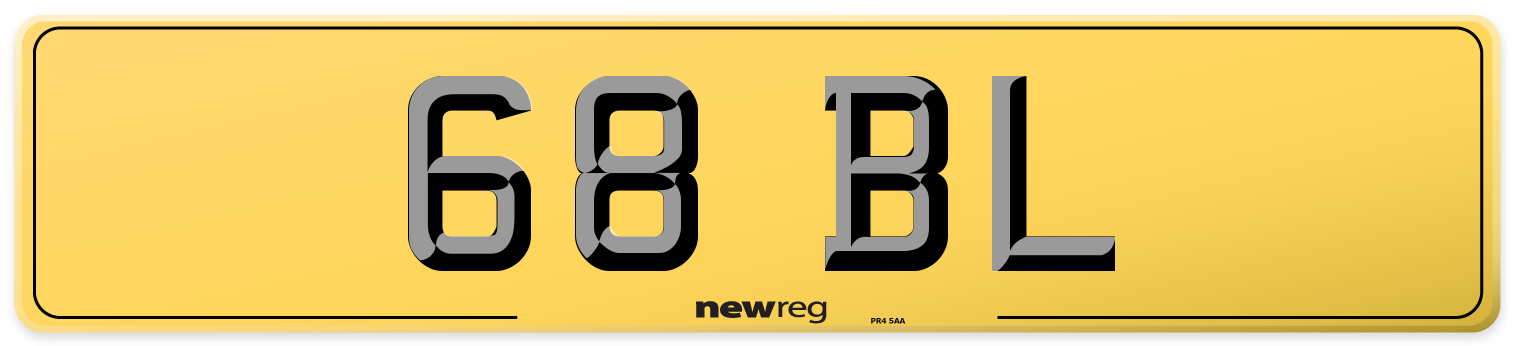 68 BL Rear Number Plate