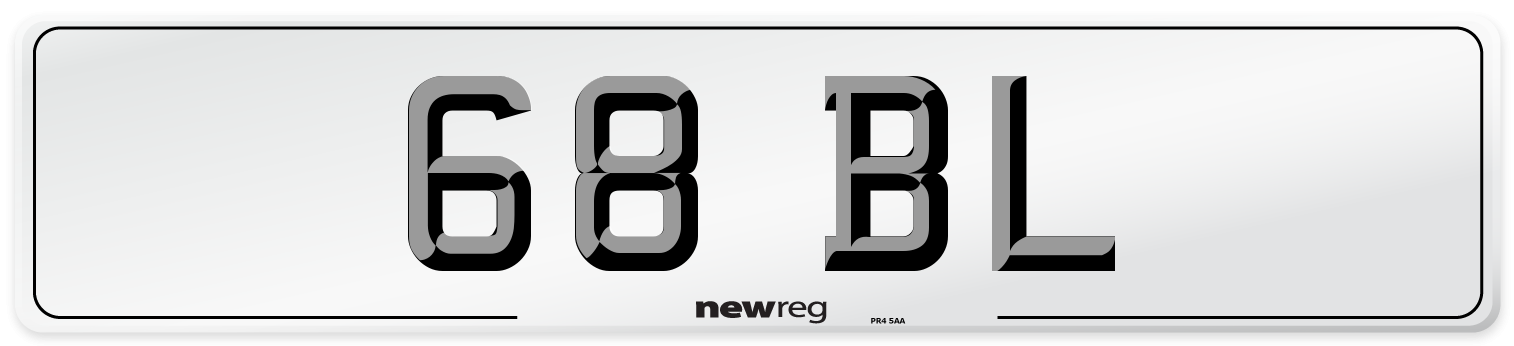 68 BL Front Number Plate