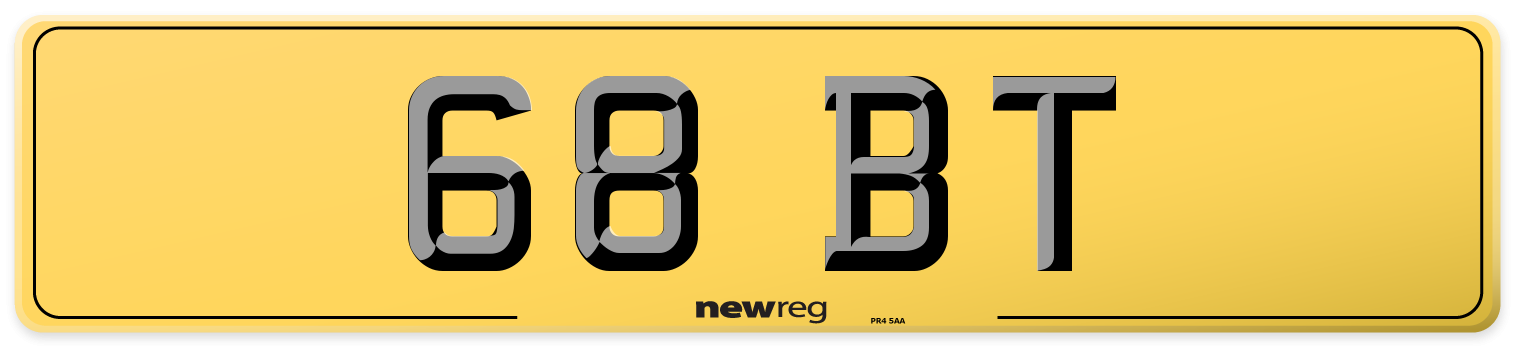 68 BT Rear Number Plate