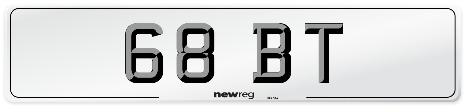68 BT Front Number Plate