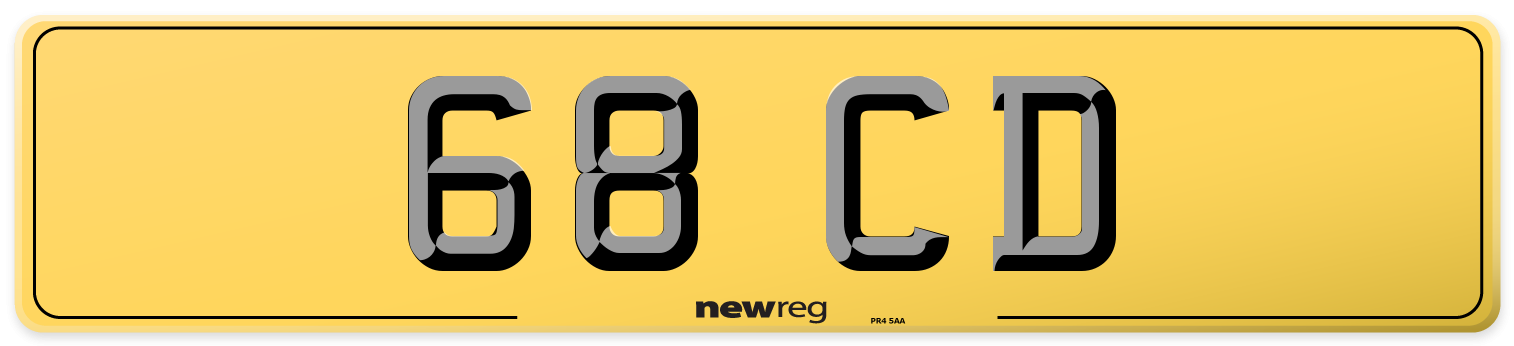 68 CD Rear Number Plate
