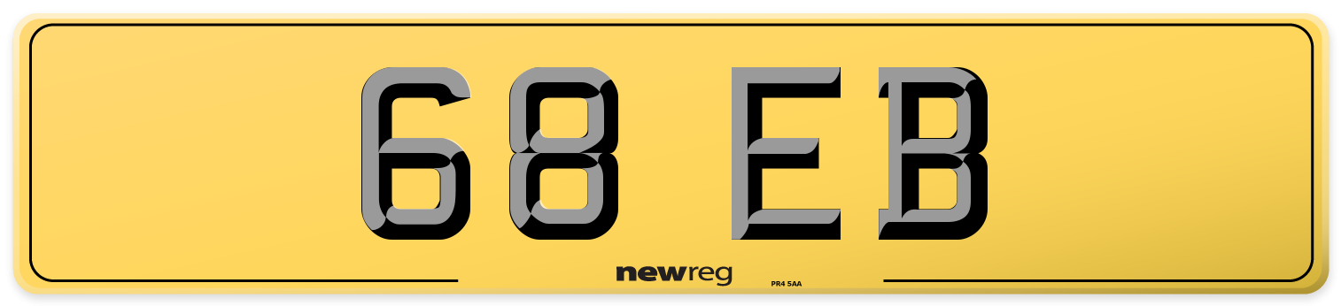 68 EB Rear Number Plate