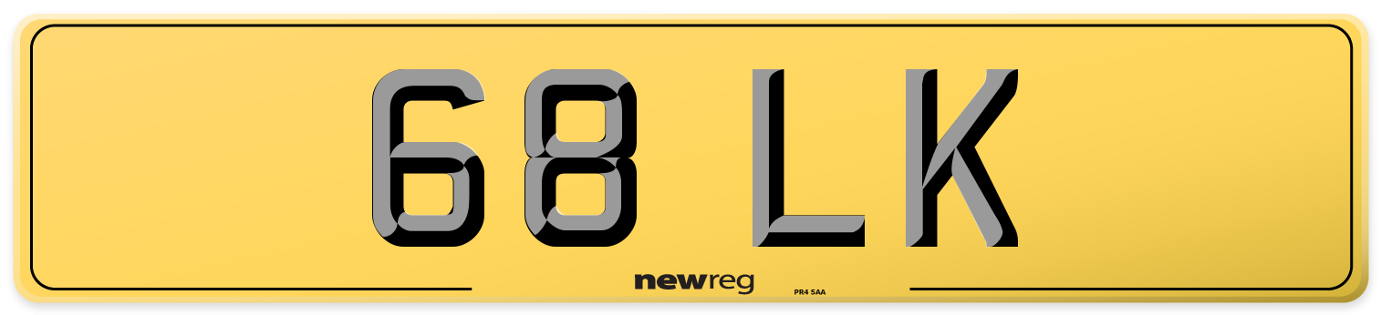 68 LK Rear Number Plate