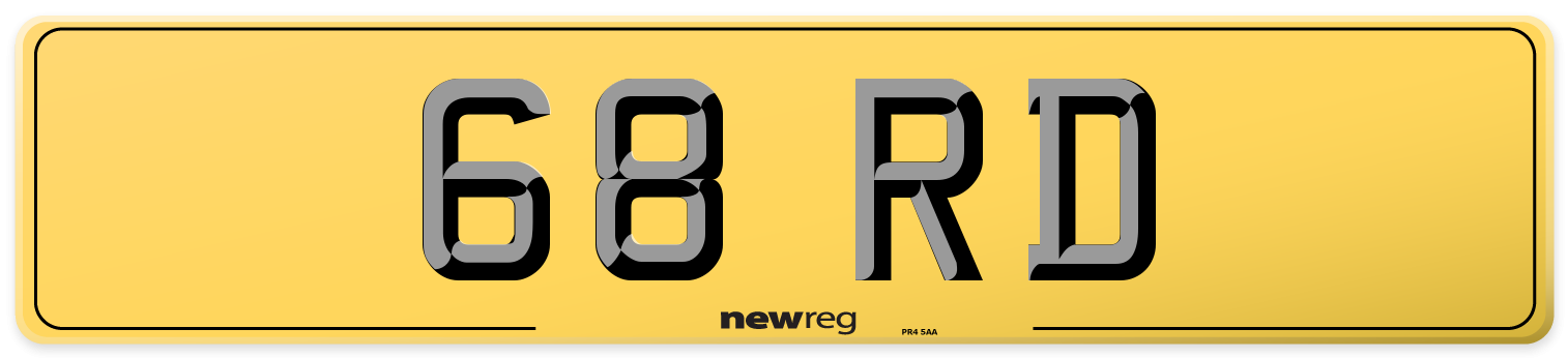68 RD Rear Number Plate