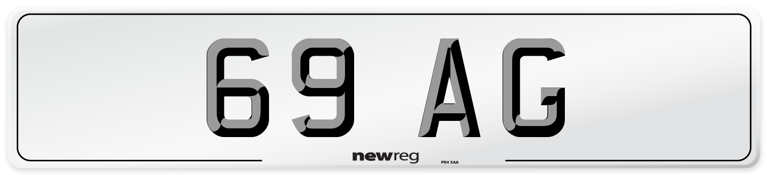 69 AG Front Number Plate